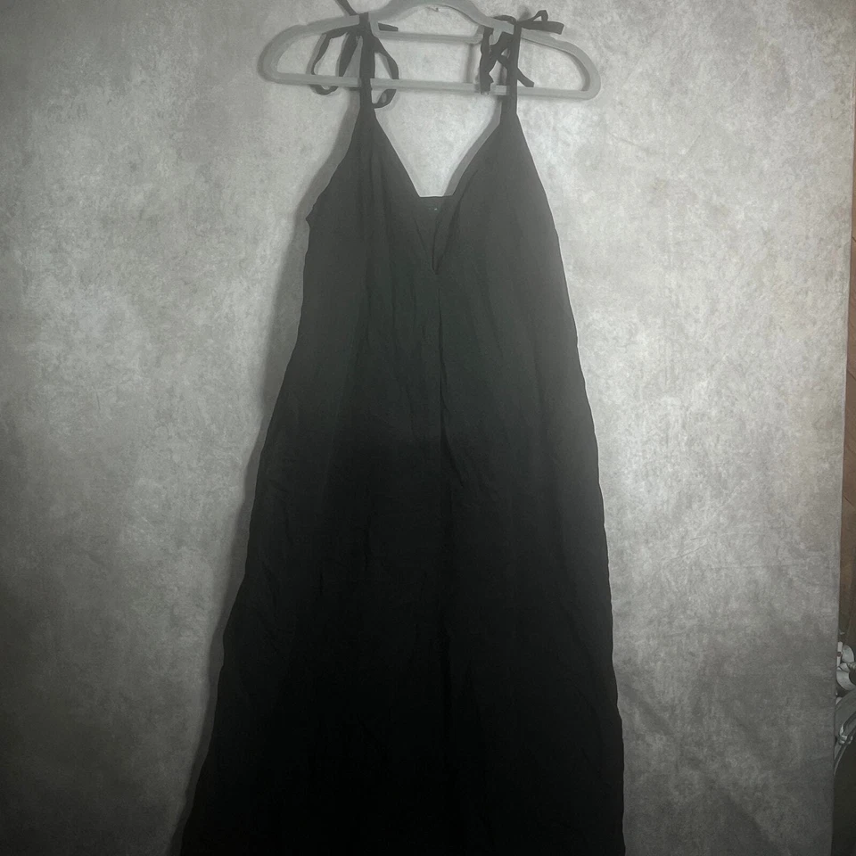 Hatch Maternity Dress Womens Size 1 Black Linen Blend Maxi Sleeveless V-Neck - Image 1 of 4