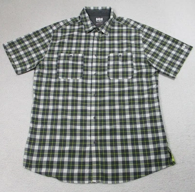 Рубашка мужская Helly Hansen размер XL зеленая серая клетчатая с коротким рукавом для походов на открытом воздухе повседневная - Изображение 1 из 4