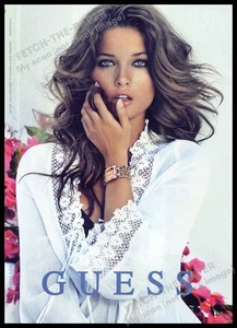 Guess Watch 2010s Magazine Print Ad 2013 Sexy Brunette Model Flowers - Picture 1 of 1