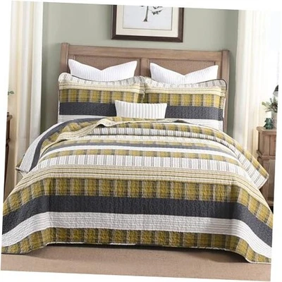  Conjunto de edredom Queen, colchas de algodão Queen Queen Queen (90"x98") 02-4 verde âmbar/preto - Imagem 1 de 4