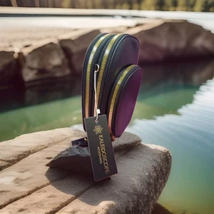 Kaleidoskop Zubehör Handtasche mit Riemen Messing Metall Reißverschlüsse 3 Fächer Neu mit Etikett - Bild 1 von 11