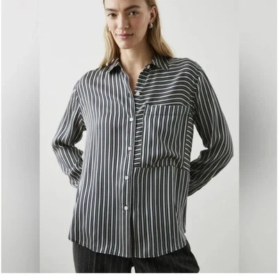 Rails $268 женщин маленький Спенсер шелковая рубашка осина мульти полоски блузка новый - Изображение 1 из 4