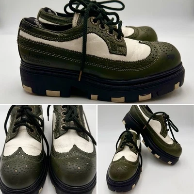 LONDON UNDERGROUND Y2K CREEPER PLATFORM SHOES WOMENS 6 M GREEN WINGTIP CHUNKY - Image 1 of 4
