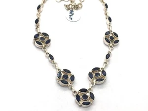 Solid Sterling Silver & Genuine Blue Iolite Necklace - Picture 1 of 6