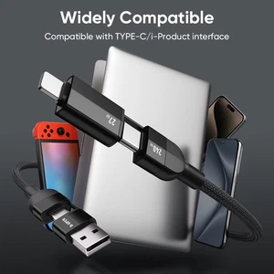 240W 4 in 1 Charging Cable iPhone 17 16 Android S25U USB Type C To iOS And USB C - Picture 1 of 10