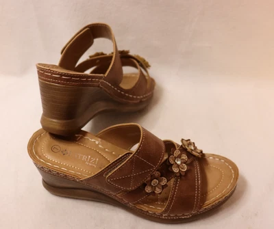 Patrizia by Spring Step Women's Lyndsay Wedge Sandal, Size 7 M, Brown NEW - Image 1 of 4