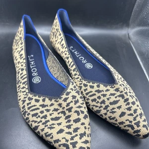 ROTHY'S The Point Big Cat Sz 10.5 Washable Ballet Flats Leopard Animal Print  - Picture 1 of 8