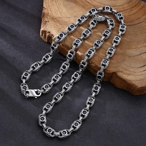 7mm Chain Necklace for Mens 90 grams Solid 925 Sterling Silver Retro Jewelry - Picture 1 of 6