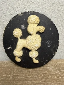 Vintage Mid Century Kreide Ware Plakette 3D Standard Pudel schwarz & weiß 5" - Bild 1 von 7