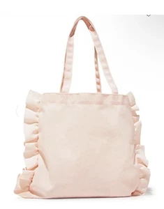 Bath and Body Works Sweetest Song Pale Pink Ruffle Canvas Tote Bag Mother’s Day - Picture 1 of 13