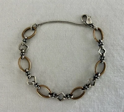 "Brazalete geométrico James Avery retirado de plata de ley y bronce 7"" pequeño" Foto 1 de 4
