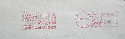 US 1970 Meter Cover +Jewish Community Center For Everyone Slogan +New haven CT - Image 1 of 3