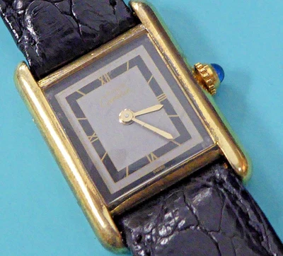 Reloj de cuarzo vintage Cartier Must Tank esfera gris romano para mujer 20 mm Foto 1 de 4