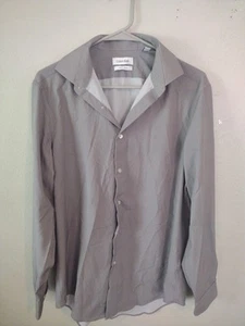 Calvin Klein Shirt Medium Mens Gray Steel+ Slim Fit Stretch Fast Shipping  - Picture 1 of 4