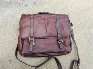 Vintage Frye dunkelbraune Leder-Aktentasche Laptop-Kuriertasche abgenutzt - Bild 1 von 15
