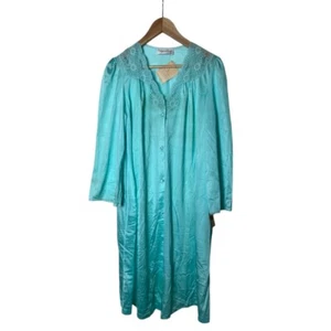 NWT Vintage Vassarette Robe Button Up Aqua Green Nightgown M 1947 - Picture 1 of 6