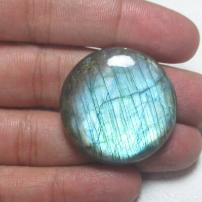 Natural Labradorite Cabochon Round 82.90 Ct Flat back Loose Gemstone H 9964 - Image 1 of 4