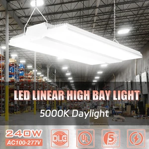 240W LED Linear High Bay Light Dimmable Warehouse Factory Ceiling Light Fixtures - Picture 1 of 15