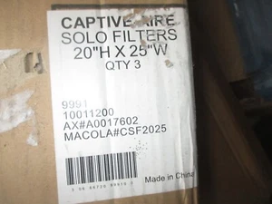3 PC CAPTIVE AIRE SOLO GREASE HOOD FILTERS 20"HX25"W - Picture 1 of 4