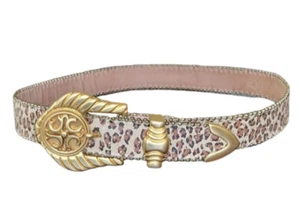 Mod depose Round Robin S Women Belt Animal Print Metal Beads Buckle Soft Leather - Picture 1 of 24