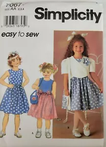 Abito per bambina motivo facile da cucire Simplicity 7067 taglia 2 3 4 non tagliato - Foto 1 di 3