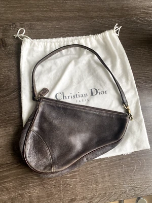 *Never Worn* Christian Dior Mini Brown Distressed Leather Saddle Handbag - Image 1 of 4