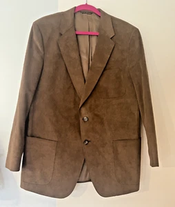 Mens Vtg Union Made USA FAUX Brown Suede Lined Sports Jacket-No Size Tag-M - Picture 1 of 14