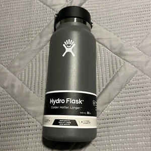 Hydro Flask Wide Mouth Water Bottle Stainless Steel Stone Gra 32 Oz. Double Wall - Picture 1 of 5