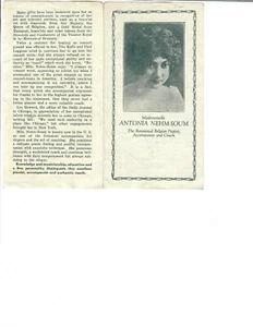 Classical Belgian Pianist Antonia Nehm-soum advertising Brochure from 1910s - Picture 1 of 1