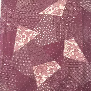 Vintage Japanese Kimono Silk Fabric, Purple with Patchwork pattern 100CM(39") - Picture 1 of 10