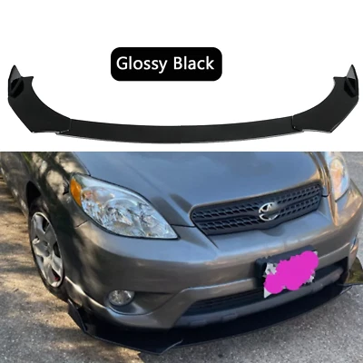 For Toyota Yaris Front Bumper Lip Spoiler Splitter + Strut Rods Glossy Black - Image 1 of 4