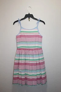 POLO RALPH LAUREN GIRLS DRESS 100% COTTON TIE-SHOULDER STRAPS STRIPED SIZE 12 - Picture 1 of 5