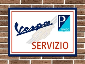 Vespa Service Metall Wandschild Garage Schild Wandschild Mann Höhle Bar Büro - Bild 1 von 4