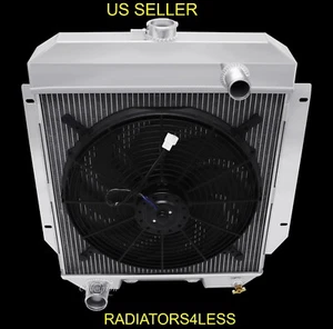 CHAMPION 3 ROW ALUMINUM RADIATOR 16" FAN 55 56 MERCURY CUSTOM MONTCLAIR MONTEREY - Foto 1 di 5