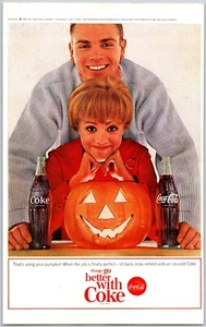 1964 Coca-Cola Soda Soft Drink Pop Halloween Jack O Lantern Pumpkin Print Ad - Bild 1 von 1
