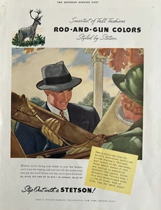 Stetson Hats Philadelphia New York London Rod & Gun Colors Vtg Print Ad 1938 - Picture 1 of 1