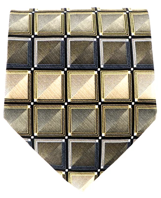 Corbata para hombre Kilburne & Finch 100 % seda estampado geométrico verde tostado marrón 60 x 4 Foto 1 de 3