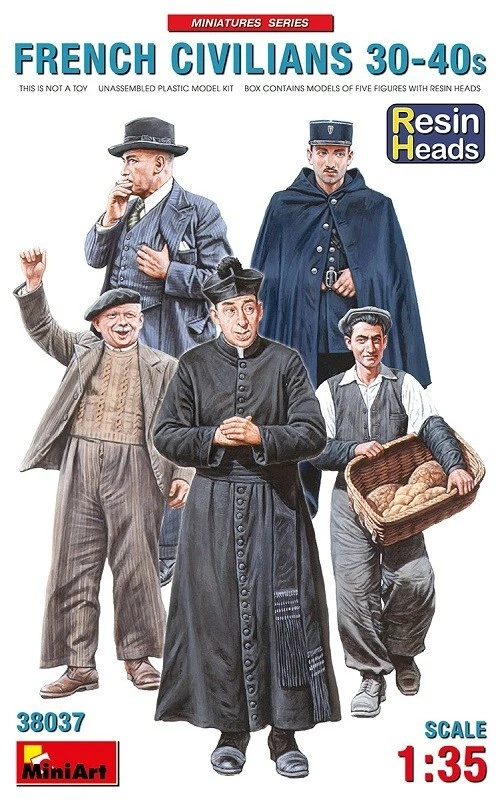MINIART FRENCH CIVILIANS 1930/1940 RESIN HEAD  1:35 cod.38037 - Immagine 1 di 1