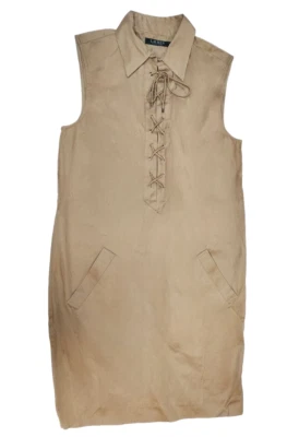 Ralph Lauren Women's Beige Collared Sneath Cotton Knee Dress Size 6 SAMPLE NEW - Image 1 of 3