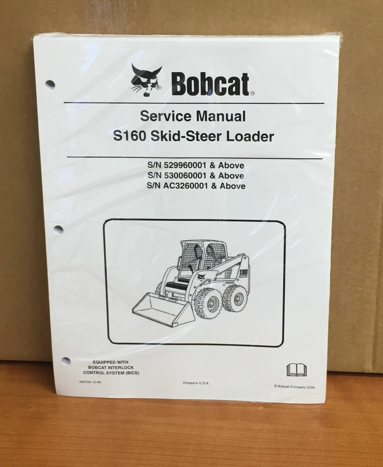 Bobcat S160 Skid Steer Loader Service Manual Shop Repair Book 1 Part # 6987034 - Image 1 of 1