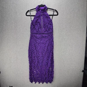 Bardot Size 4 XS Purple Gemma Halter Lace Sheath Dress - Picture 1 of 14