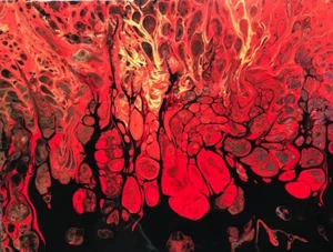Stampa artistica acrilica su carta metallica eruzione vulcano lava hawaiana roccia fusa - Foto 1 di 1