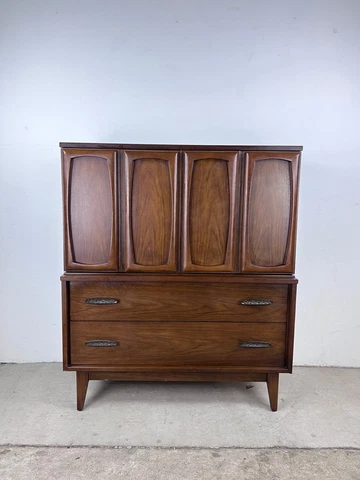Mid Century Modern Gentleman's Chest with Brass Hardware Cover
