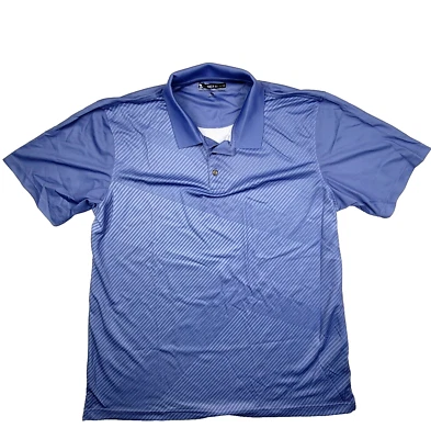 Pebble Beach Golf Polo Shirt XXL Blue Striped Dry-Luxe Performance Short Sleeve - Image 1 of 4