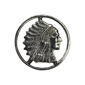 Vintage Indianer Häuptling Kopf Silber Half Dollar Größe Western Indianer Schmuck 38 mm - Bild 1 von 3