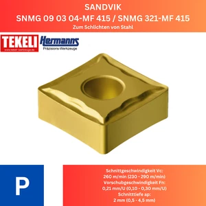 10 x SANDVIK SNMG 09 03 04-MF 415 / SNMG 321-MF 415 für Stahl - Picture 1 of 4