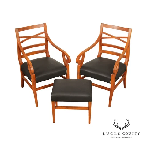 Regency Style Pair of Armchairs with Ottoman Cover