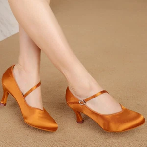 Scarpe da ballo latine da donna raso di seta donna sala da ballo tango salsa scarpe moderne morbide - Foto 1 di 18