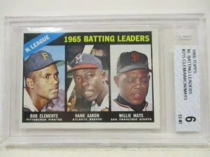 1966 Topps #215 NL Batting Ldrs Mays Clemente Aaron Beckett 6 EX-MT - Picture 1 of 2