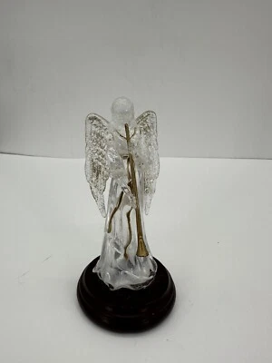 VTG Enesco Angel Playing a Long Horn Musical Figurine on Wooden Base EVC - Image 1 of 3